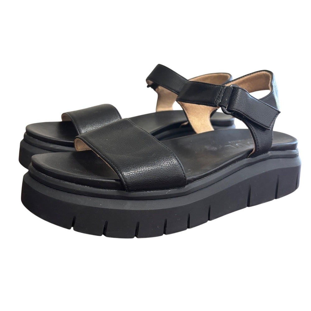 Naturalizer Soul Womens Chunky Platform Sandals 9 Black Lug Sole Ankle Strap
